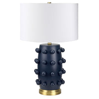 Hudson&Canal - Lampe de table en céramique Farrington de 66 cm de haut avec abat-jour en tissu - Bleu marine mat/blanc-Design moderne pour votre salon, votre espace de travail ou votre table de chevet