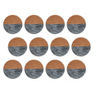 Maxwell & Williams Coaster Collective Round Marble & Acacia Charcoal Grey Coaster - 12 Pack-Made of Heat Resistant Ceramic