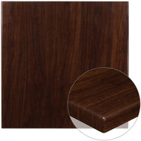 Flash Furniture 36" Square High-Gloss Walnut Resin Table Top with 2" Thick Drop-Lip-Restaurant Dining Table Top