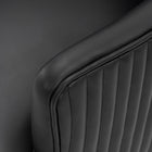 Manhattan Comfort - Chaise de salle à manger moderne Raya 25,2 po avec accoudoirs, revêtement en similicuir - Noir-Chaise flottante au style élégant avec dossier à surpiqûres verticales et base géométrique dorée ornée de détails ronds flottants uniques et de boules de connexion dorées