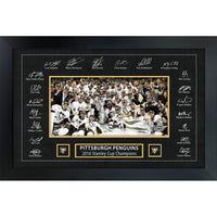 Pittsburgh Penguins 2016 Stanley Cup Replica Signature Frame - Framed Print - 35" x 23"-Premium print framed