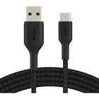 Belkin Braided USB-A to USB-C Cable - 1m - Black-Tested to survive 30,000 bends