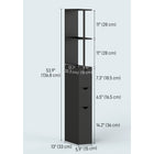 HOMCOM Narrow Bathroom Floor Cabinet with Drawer and Open Shelves - Black-Ideal for storing towels, toiletries and other bathroom necessities  