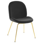 Modway - Scoop Jambe en acier inoxydable doré Performance Velvet Chaise à manger - Noir-Fauteuil d’accompagnement moderne à manger