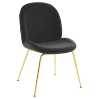 Modway - Scoop Jambe en acier inoxydable doré Performance Velvet Chaise à manger - Noir-Fauteuil d’accompagnement moderne à manger