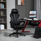 Vinsetto - Chaise de jeu de bureau inclinable avec repose-pieds - noir-Maille respirante et tissu aspect lin pour plus de confort