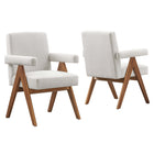 Modway Lyra Fabric Dining Room Chair - Ivory - 2 Pack-Ergonomic Design for Comfort