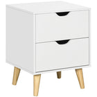 HOMCOM - Table de nuit moderne avec 2 tiroirs et pieds en bois - blanc-Le style moderne met en valeur la décoration de votre intérieur 