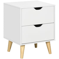 HOMCOM - Table de nuit moderne avec 2 tiroirs et pieds en bois - blanc-Le style moderne met en valeur la décoration de votre intérieur 
