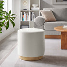 Modway Tilden 16" Round Performance Velvet Upholstered Ottoman - Alabaster/Natural-Dense Foam Padding