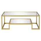 Hudson&Canal Athena 45"W Rectangular Coffee Table - Brass-Features a tempered glass shelves