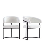 Manhattan Comfort Augusta 23.6" Modern Leatherette Upholstered Dining Chair - White - Set of 2-Modern Dining Chair with Backrest for Dining Room and Home Office Use