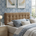 Modway Lily Stain-Resistant Performance Velvet Full Size Headboard - Taupe-Biscuit Tufted Design