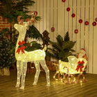 Outsunny Light Up Reindeer Christmas Decoration with 170 LED Lights - White-PP and metal frame with four ground stakes to keep it stable 