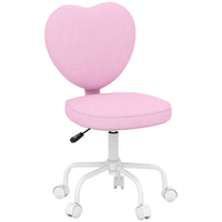 HOMCOM - Chaise de bureau en forme de cœur à hauteur réglable - rose-Le dossier en forme de cœur rend la chaise de bureau attrayante dans toute pièce