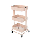 Simply 3 Tier Rolling Cart - Pink-4 smooth-rolling wheels (2 lockable)