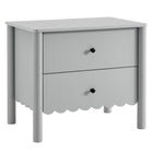 Modway Emmeline Scalloped 2-Drawer Nightstand - Light Grey-Full-Glide Drawers