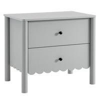 Modway Emmeline Scalloped 2-Drawer Nightstand - Light Grey-Full-Glide Drawers