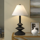 Hudson&Canal - Lampe triple gour Abilene de 71 cm de haut avec abat-jour en tissu - Noir mat/blanc-Comprend un cordon noir de 6 pieds et fonctionne avec un interrupteur rotatif marche/arrêt