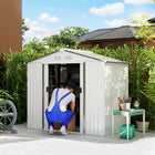 Outsunny Garden Storage Shed with Foundation Kit and Double Doors - 7' x 4' - Silver-Heavy duty construction with reinforced ridged walls and a foundation kit 
