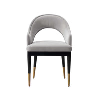Manhattan Comfort - Fauteuil de salle à manger moderne glamour Carrington 53,1 cm, revêtement en velours, gris clair-Chaise de salle à manger moderne et glamour pour usage dans la salle à manger et le salon