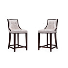 Manhattan Comfort - Tabouret de comptoir Fifth Avenue 19" traditionnel rembourré en similicuir - blanc perle et noyer - lot de 2-Tabouret de comptoir traditionnel avec dossier parfait pour une utilisation au bar et dans la cuisine. Ensemble de 2