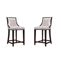 Manhattan Comfort - Tabouret de comptoir Fifth Avenue 19" traditionnel rembourré en similicuir - blanc perle et noyer - lot de 2-Tabouret de comptoir traditionnel avec dossier parfait pour une utilisation au bar et dans la cuisine. Ensemble de 2