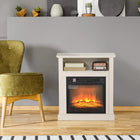 HOMCOM 27" Electric Fireplace Heater with Mantel and Remote Control - White-Three flame intensities offer variable ambiance 