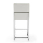Manhattan Comfort - Element tabouret de comptoir moderne de 16,34 po en similicuir capitonné - blanc perle et chrome poli-Livré chez vous entièrement assemblé ! Aucun assemblage requis