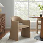 Modway Talia Performance Velvet Dining Armchair - Taupe-Wide Angular Armrests