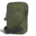 Champs Onyx Leather Vertical Cross-Body Bag - Khaki-Front zipper 