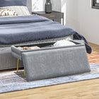 HOMCOM Upholstered Storage Bench for End of Bed - Dark Grey-Solid electroplated steel legs for high stability and durability  