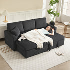 HOMCOM - Canapé-lit d’angle 2 en 1 extensible 81 po - gris foncé-La mousse haute densité et les ressorts ensachés assurent un confort durable et soulagent la fatigue 