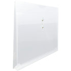 JAM Paper Plastic Envelopes with Button and String Tie Closure, Letter Booklet, 9.75 x 13, Clear Poly, 12 Pack (218B1CL)-Opening: booklet