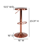 Flash Furniture – Tabouret de bar de style rétro, à hauteur réglable, de la série Madrid, fini or rose-Siège confortable moulé