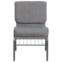 Flash Furniture HERCULES Series 21"W Church Chair with Book Rack & Silver Vein Frame - Grey Fabric-Multipurpose Church Chair