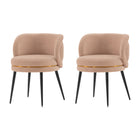 Manhattan Comfort - Lot de 2 chaises de salle à manger modernes Kaya 58 cm, revêtement en velours, coloris nude-Chaise de salle à manger moderne pour salle à manger et usage de chaise de travail