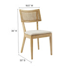 Modway Caledonia Fabric Upholstered Wood Dining Chair - Grey/Beige - 2 Pack-Open Weave Rattan Backrest