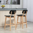 HOMCOM - Tabourets de bar hauteur comptoir avec pieds en bois massif - naturel et noir - paquet de 2-Structures en bois pour un noyau solide et résistant, avec patins de protection antidérapants 
