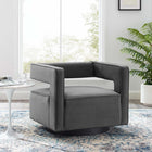 Modway - Booth Performance Velvet Fauteuil pivotant en velours de performance - Gris-Rembourrage en mousse dense