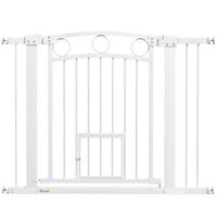 PawHut Dog Gate with Cat Door with 2 Extension Kits - 30"-41" W x 30" H-30.3" (77 cm) high gate effectively secures pets