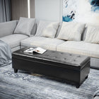 HOMCOM Storage Ottoman Bench with Solid Wood Legs - Black-Offers a large 101L hidden storage, keeping your living space tidy;