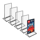 Azar Desktop/Countertop Top/Side Loading Acrylic Card Holder - Clear/Black - 5 Pack-Sold in Packs of 5