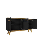 Manhattan Comfort Yonkers 62.99" Mid-Century Modern Sideboard - Black and Cinnamon-90° Open Door Style Including Soft Close Features