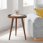Modway Chiro Round Wood Side Table - Walnut-Splayed and Tapered Legs