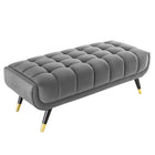 Modway Adept 47.5" Performance Velvet Bench - Grey-Bench Weight Capacity: 440 lbs.