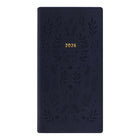 Letts - 2026 Agenda hebdomadaire Woodland - 6-7/8 po x 3-1/8 po - Navy - Multilingue- Style d’intérieur intemporel avec une semaine sur deux pages