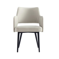 Manhattan Comfort Tremont 22.8" Modern Leatherette Upholstered Dining Arm Chair - Stone-Modern Dining Arm Chair for Dining Room and Task Use