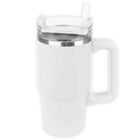 Link Products - Gobelet à double paroi avec paille en plastique - Blanc-Gobelet Blanc