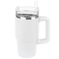 Link Products - Gobelet à double paroi avec paille en plastique - Blanc-Gobelet Blanc